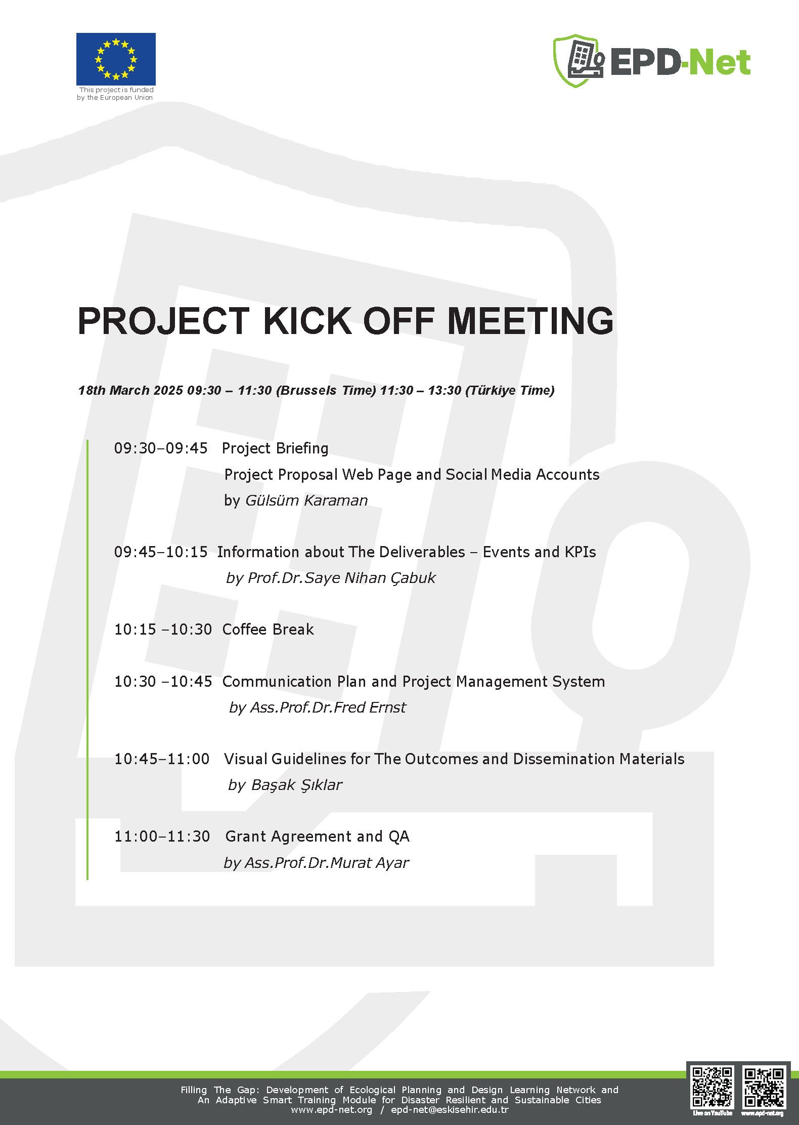 EPD-Net Project Kick-Off Meeting Agenda
